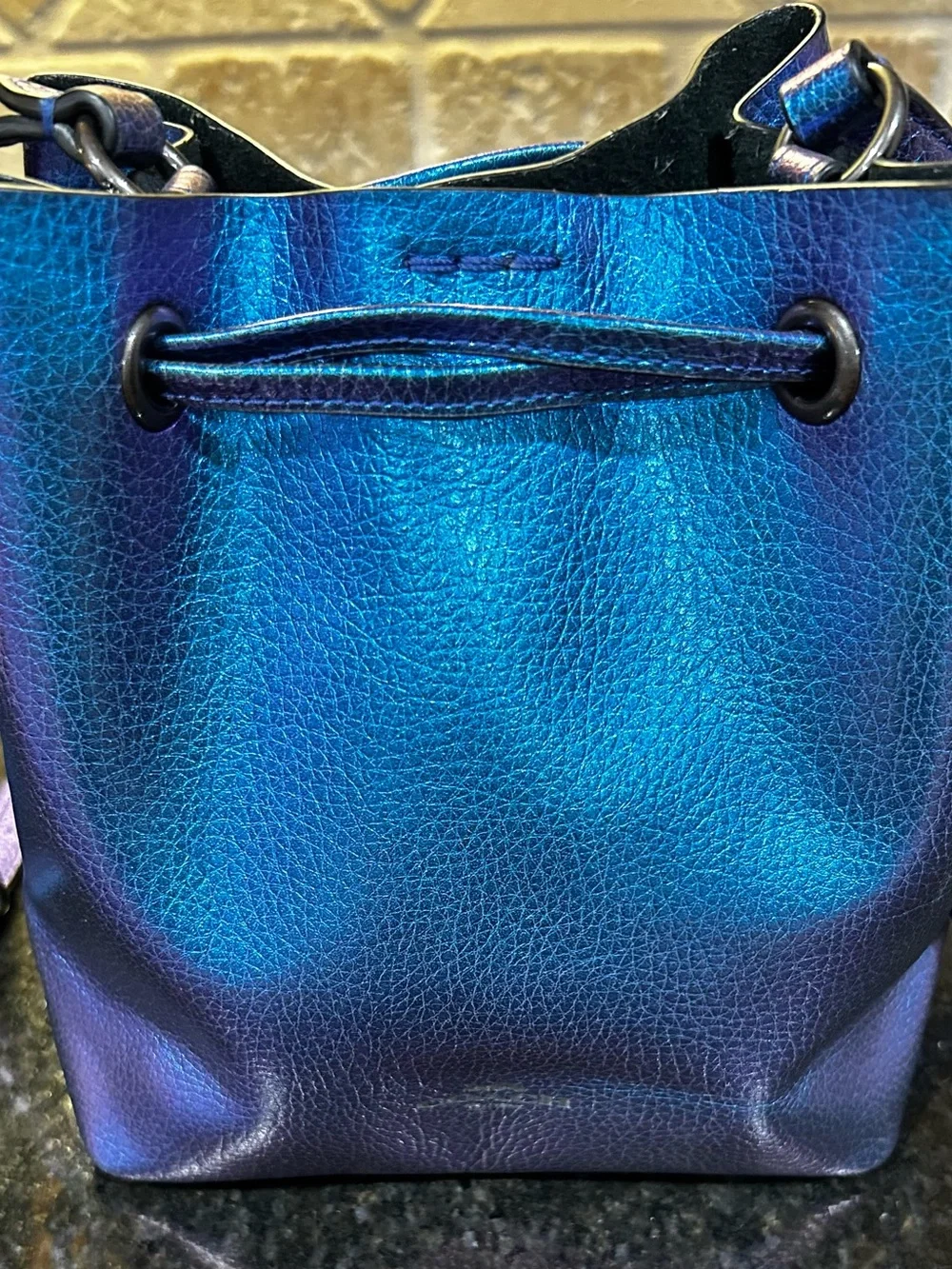 Coach NASA F29204 DerbyHologram Crossbody Blue PurplePebbled Leather Bag